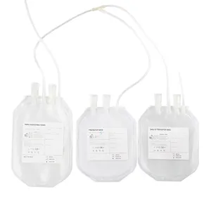 Bolsa médica de transfusión de sangre, 250ml, 350ml, 450 ml, 500ml, Triple bolsa cuádruple individual