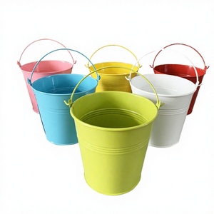 Cubo de hierro galvanizado colorido con asa, lindo, para regalo de Pascua, juego de 6 cubos pequeños, diseño de flor y piruleta, al por mayor - Product Image 3