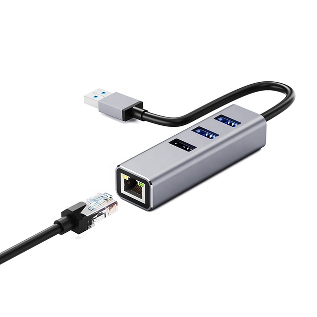 USB3.0 Type C to LAN RJ45 Adapter 4 Port USB 2.0 Hub 100Mbps USB C Hub Ethernet for Laptop PC Tablet