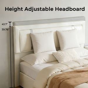 Cadre de lit Queen avec lumières LED réglables, tête de lit en similicuir rembourrée, lit plateforme moderne et moelleux avec rangement pour appartement - Product Image 3