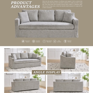 Sofá Cama Modular en Forma de L con Diseño Moderno <span class=keywords><strong>y</strong></span> Funda de Tela para Sala de Estar, Sofá Casual de Tres Plazas de Fábrica China - Product Image 4
