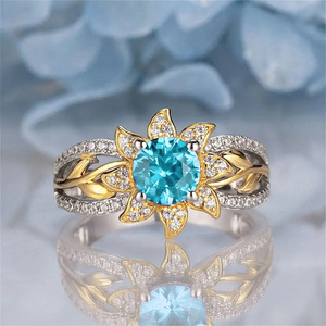Anello con Gemma Blu Girasole per Donne, Gioiello da Dito Fresco ed Elegante alla Moda - Product Image 3