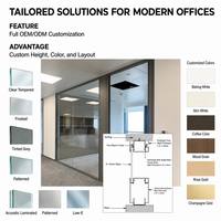 Cloison vitrée simple avec cadre en aluminium plat de 84 mm d'épaisseur de paroi et poutre en acier pour bureaux commerciaux, bâtiments et banques, bibliothèques