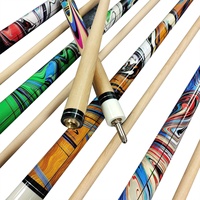 Queue de billard en bois d'érable, 1/2 pièce, joint central, 57 pouces de longueur, pointe de 13 mm, 18-21 oz, design coloré, prix de gros, en promotion