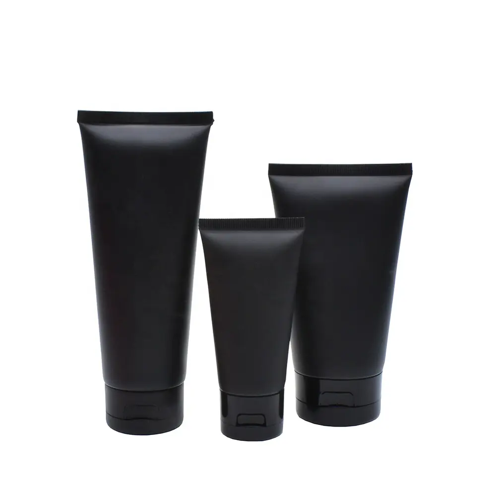 Matt black cosmetic skin care lotion tube packaging 40ml 50ml 60ml 100ml 150ml soft facial cleanser hose for hand cream shampoo