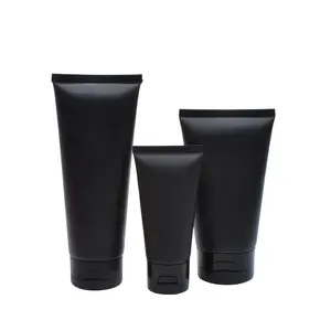 Matt black cosmetic skin care lotion tube packaging 40ml 50ml 60ml 100ml 150ml soft facial cleanser hose for hand cream shampoo