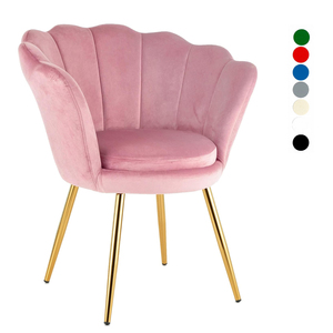 Diseño nórdico, respaldo de concha de terciopelo, patas doradas, silla de tocador de maquillaje, silla de brazo de ocio con acento de barril rosa con reposabrazos - Product Image 1