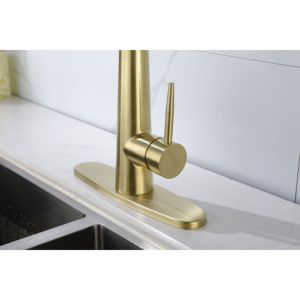 Db Gold Pull <b>Down</b> Sprayer Kitchen Faucet Fingerprint Resistant Single Hole Design Kitchen Sink Faucet - Product Image 3