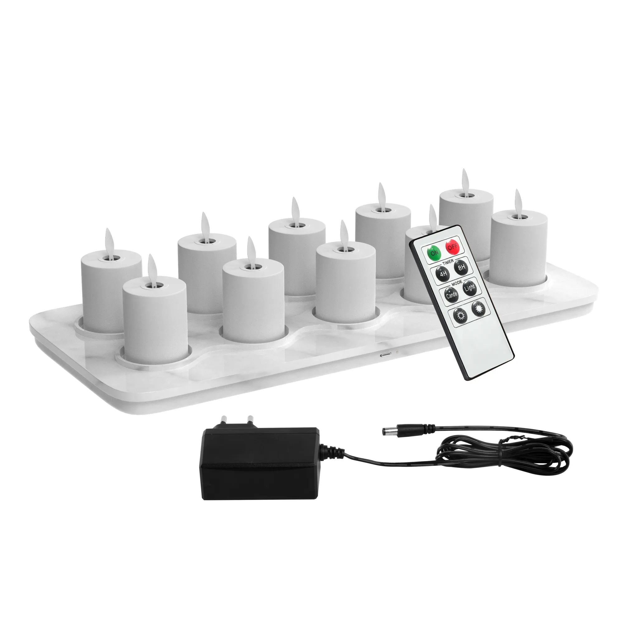 Calentador de velas Led inalámbrico recargable a precio de fábrica con Base de carga inductiva para hogares, hoteles, restaurantes con control remoto