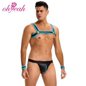 Nuovo Design intimo maturo Sexy intimo uomo novità 3 pz gioco di ruolo erotico abiti in pelle Bondage <span class=keywords><strong>Lingerie</strong></span> per gli uomini - Product Image 3