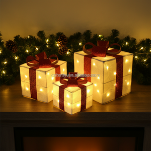 Handmade Wrought Iron <b>Christmas</b> Figurine & Toys Luminous Gift <b>Box</b> Tree Head Ornaments Festive Window Cone Scene Layout - Product Image 2
