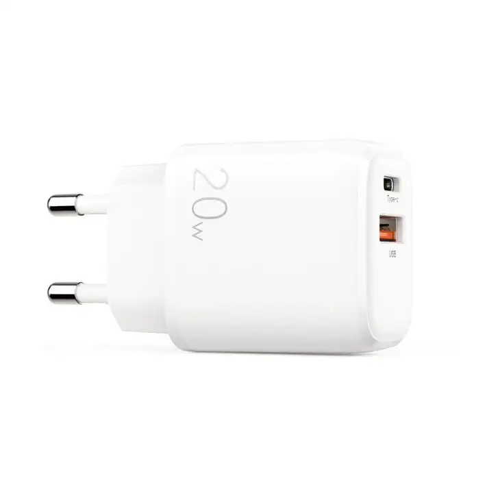 UK EU 20W US plug PD Type-c USB C Cargador de pared USB de doble puerto tipo C con cable compatible con cargador rápido PD