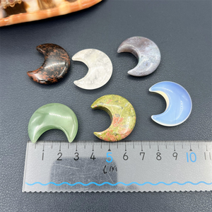 High Quality Natural Healing <strong>Chakra</strong> <strong>Stones</strong> Crystal Moon Carved <strong>Engraved</strong> Gemstone Mini Crescent Shape Jewelry Pendant - Product Image 3