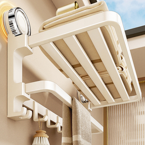 Portasciugamani <span class=keywords><strong>a</strong></span> <span class=keywords><strong>ventosa</strong></span>, mensola da bagno <span class=keywords><strong>a</strong></span> parete senza foratura, organizer doccia multifunzionale bianco latte - Product Image 4