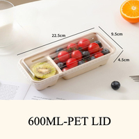 Boîte d'emballage pour fruits en pulpe de papier kraft écologique, portable, imperméable, haut de gamme, 600 ml, avec couvercle, pour la présentation de salades de fruits et de desserts