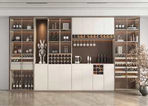 Solution de rangement en bois massif, buffet de salon et armoire de buffet de restaurant combinés - Product Image 4