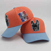 Parche bordado de alta calidad completo, sombrero de papá de 5 paneles, ala curva, gorras de béisbol deportivas no estructuradas de dos tonos, gorra con logotipo personalizado