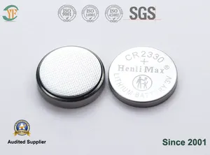 Henli Max CR2330 3.0V birincil lityum pil akıllı sanayi uzaktan kumanda lityum Manganese lı dioksit düğmesi pil hücresi