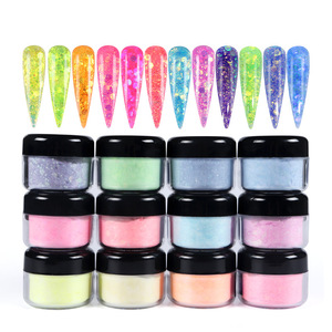 Poudre à ongles acrylique professionnelle, poudre acrylique colorée polymère avec des paillettes épaisses pour la sculpture d'extension d'ongles en acrylique - Product Image 6