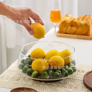 ชามแก้วใสสำหรับผลไม้และสลัด พร้อมฐานไม้กระถิน ทนทาน ใช้ในบ้าน - Product Image 1