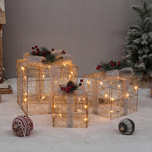 Juego de Cajas de Regalo Navideñas Bai Yang, 3 Piezas, Decoración Roja y Blanca Envuelta en Hilo de Seda para Decoraciones Navideñas - Product Image 3