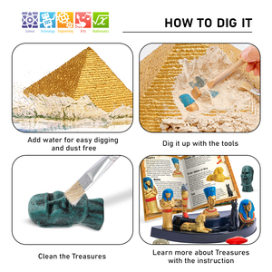 Nouveau kit de fouille éducatif et écologique pour enfants, grand modèle de pyramide au trésor à fouiller, kit de fouille de civilisation ancienne - Product Image 2