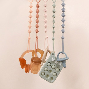 Attache-sucette pour bébé avec perles en silicone en forme de fleur, sangle <span class=keywords><strong>incassable</strong></span> et sécurisée pour sucettes et anneaux de dentition - Product Image 1