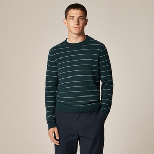 Maglione girocollo a righe sottili da uomo in <span class=keywords><strong>verde</strong></span> <span class=keywords><strong>smeraldo</strong></span> classico Pullover a righe bianche con motivo a righe leggere in misto lana - Product Image 1