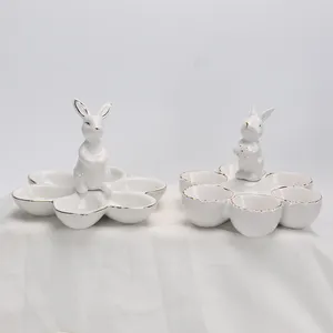 Aksesori Meja pesta rumah liburan, ornamen pemegang telur kelinci telur keramik