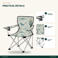Chaise de camping en gros avec porte-gobelet latéral et logo et motif personnalisés pour le camping en plein air au bord du lac