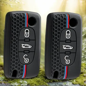 Étui de clé en silicone pour Peugeot <span class=keywords><strong>206</strong></span> 208 207 308 RCZ 408 407 307 <span class=keywords><strong>206</strong></span> pour Citroën C4 C5 C3 C2 C4L DS3 DS4 Xsara Picasso - Product Image 1