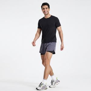 Pantalones cortos de correr sólidos de dos capas para hombre, logotipo personalizado, poliéster de secado rápido 2 en 1, pantalones cortos deportivos transpirablesDDP envío - Product Image 1
