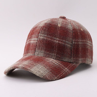 Casquette de baseball unisexe en mélange de laine, motif écossais, brossée et duveteuse, à visière incurvée, réglable, style Dad Hat, vintage, chaude, automne-hiver
