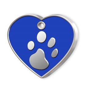 Placa de Identificación para Mascotas con Diseño de Corazón Azul Grande y Huella de Pata para Perros y Gatos - Product Image 1