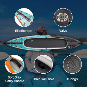 Kayaks de pêche gonflables pliables Drop Stitch pour 2 personnes, canoë à pédales, bateau à pagaie, planche à pagaie personnalisée, bateau de kayak en PVC - Product Image 2