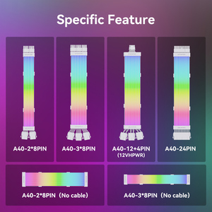 雪人热销 ARGB ATX 8Pin 24Pin GPU 双/三路 PSU 延长线套件 现货 RGB PSU 线条/线束 电脑配件 - Product Image 2