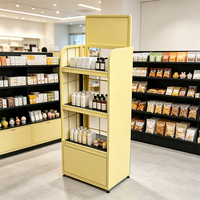 Étagère de présentation en métal autoportante OEM ODM avec armoire de rangement, couleur personnalisée pour les magasins de détail, présentoir de produits alimentaires et cosmétiques