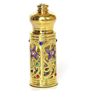 Bouteilles d'huile de <span class=keywords><strong>parfum</strong></span> vides décoratives rechargeables de 3ml en alliage et verre de style arabe moyen-orient Dubaï à l'ancienne - Product Image 1