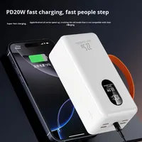 Nouvelle batterie externe portable à charge ultra-rapide 22,5 W avec affichage numérique, grande capacité 50000 mAh, pour diffusion en direct, micro USB Type-C, en plastique
