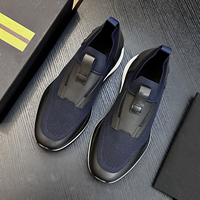 Chaussures de sport de luxe pour hommes, noires, en maille, à enfiler, respirantes, tricotées, légères, avec semelle amortie, pour la marche décontractée et l'athlétisme