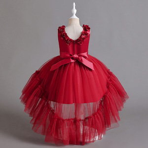 Vestido de princesa para niños, vestido de tul sin mangas, escote corazón, rojo oscuro, rosa, verde, blanco, para fiesta de boda - Product Image 4