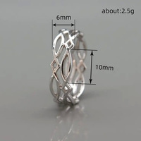 Kadınlar için Ajurlu Dokuma Kafes Yüzük, 6mm, Beyaz Altın Kaplama Pirinç Geometrik Bant, Beyaz Altın