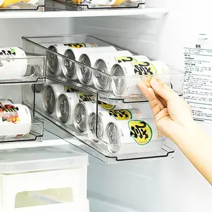 冷蔵庫パントリーキッチン用の透明なプラスチック製パントリードリンク缶収納ボックス