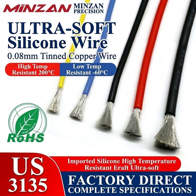 4 6 7 8 10 12 14 16 18 20 22 24 AWG Gauge High Temperature Heat Resistant Solid Tinned Copper Rubber Cable Silicone Wire