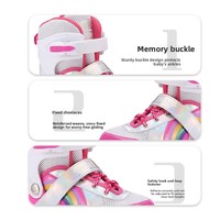 Patins à roulettes réglables 4 tailles Rainbow pour filles et garçons, enfants, roues doubles, roues lumineuses, intérieur/extérieur