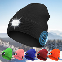Nuovo Cappello Luminoso LED Ricaricabile Staccabile alla Moda con Musica Bluetooth e Lavorazione in Maglia