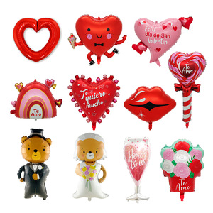 All'ingrosso spagnolo felice san valentino inglese matrimonio in alluminio elio cuore fiore orso palloncino per decorazione del partito - Product Image 2