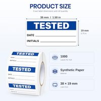 Étiquette testée 38x19mm en vinyle adhésif étanche pour équipement, étiquette de contrôle automobile, autocollant personnalisé en papier synthétique pour logo électrique