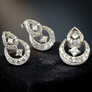 Nouvel ensemble de bijoux de mariage pour femme en argent géométrique, style tendance, certifié par une tierce partie - Product Image 1
