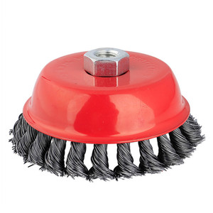 Spazzola Metallica Intrecciata PMS 100MM M14, Utensile Industriale in Acciaio per Pulizia Metalli - Product Image 1